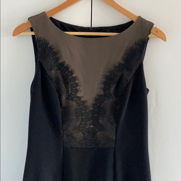Black David Meister Cocktail Dress w/ Lace Details - Picture 4 of 12